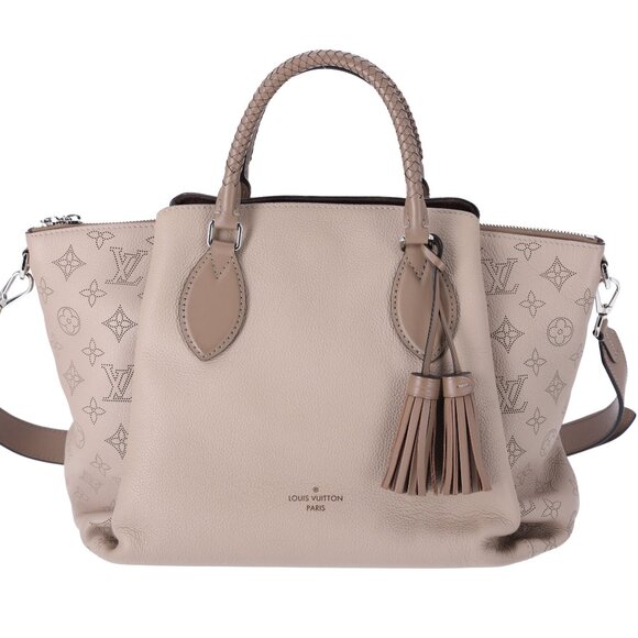 Louis Vuitton Haumea Mahina Satchel Handbag M55031 Galet Grey Leather Tassel - Picture 3 of 17